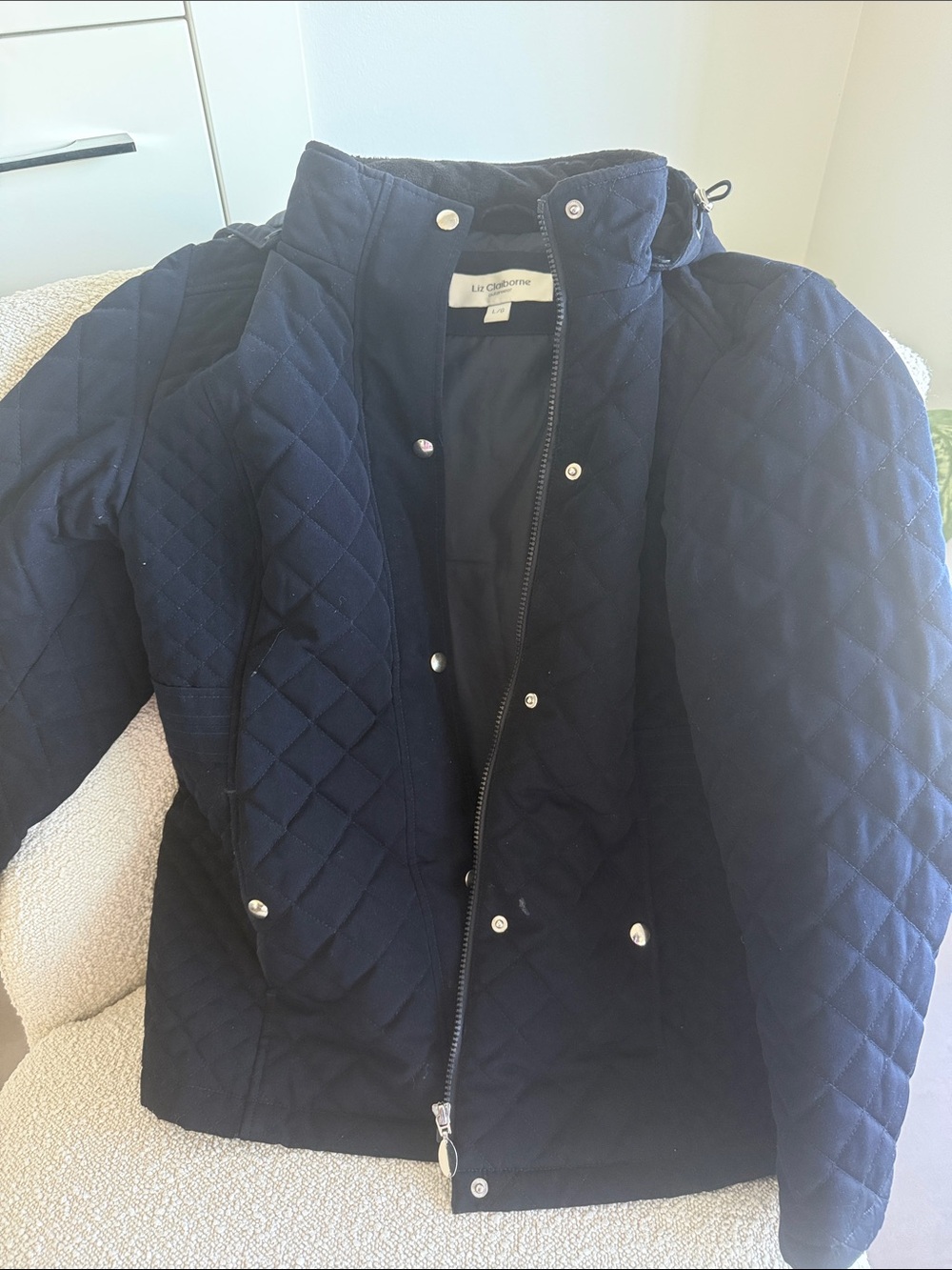 Liz Claiborne Navy Diamond-Quilt Puffer Jacket